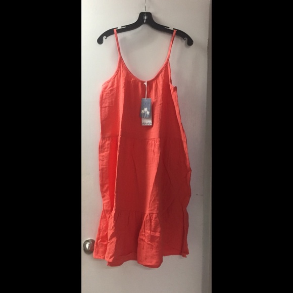 🌟 Tangerine Tiered Bubble Gauze Dress - Picture 2 of 4